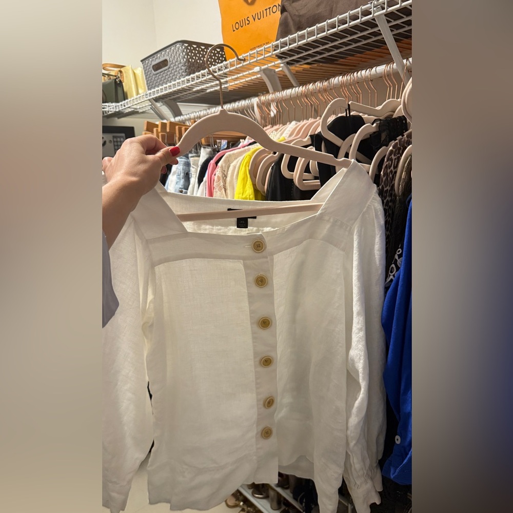 J crew white linen top NWOT